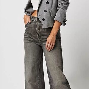 MOTHER Gray Wide-Leg Jeans